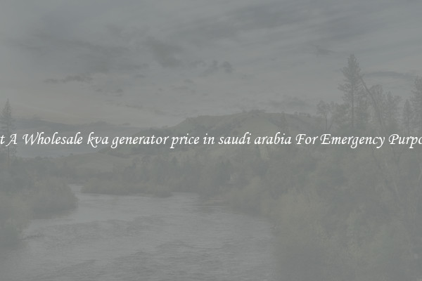 Get A Wholesale kva generator price in saudi arabia For Emergency Purposes